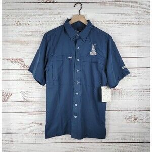 GameGuard Shirt Mens Sz S Blue Explorer Microfiber Button Up Fishing *LOGO* 1023